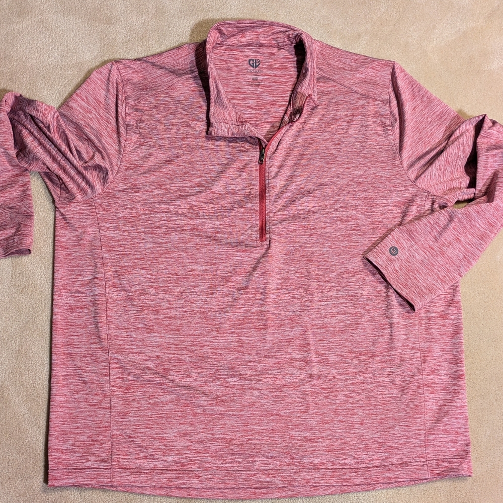 Men's Graham Luxe 1/4 Zip Light-weight Red with Heathered Gray Pullover | Sz 2XL